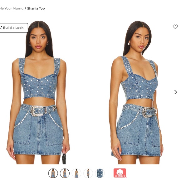 Show Me Your Mumu Shania Denim and Rhinestone Top - Picture 3 of 4